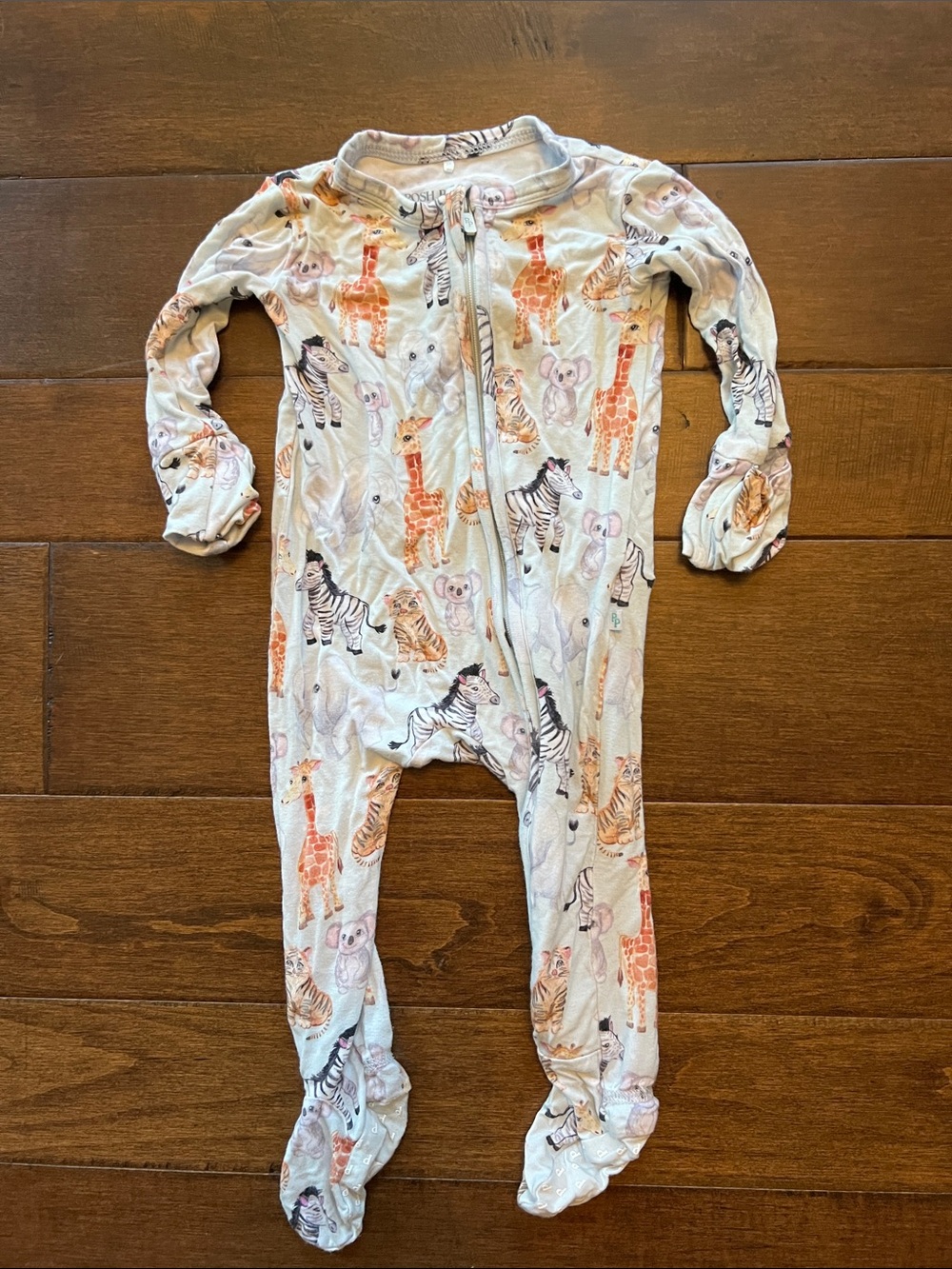 Posh Peanut Light Blue Zoo Animal Footed One-Piece